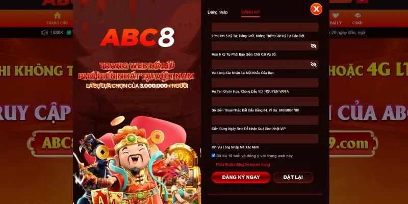 3 bước giúp bạn trở thành hội viên chính thức của nhà cái ABC8