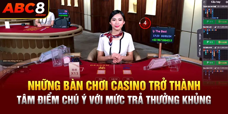 Những bàn chơi Casino trở thành tâm điểm chú ý với mức trả thưởng khủng